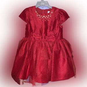 Disney baby red holiday tulle dress with bow